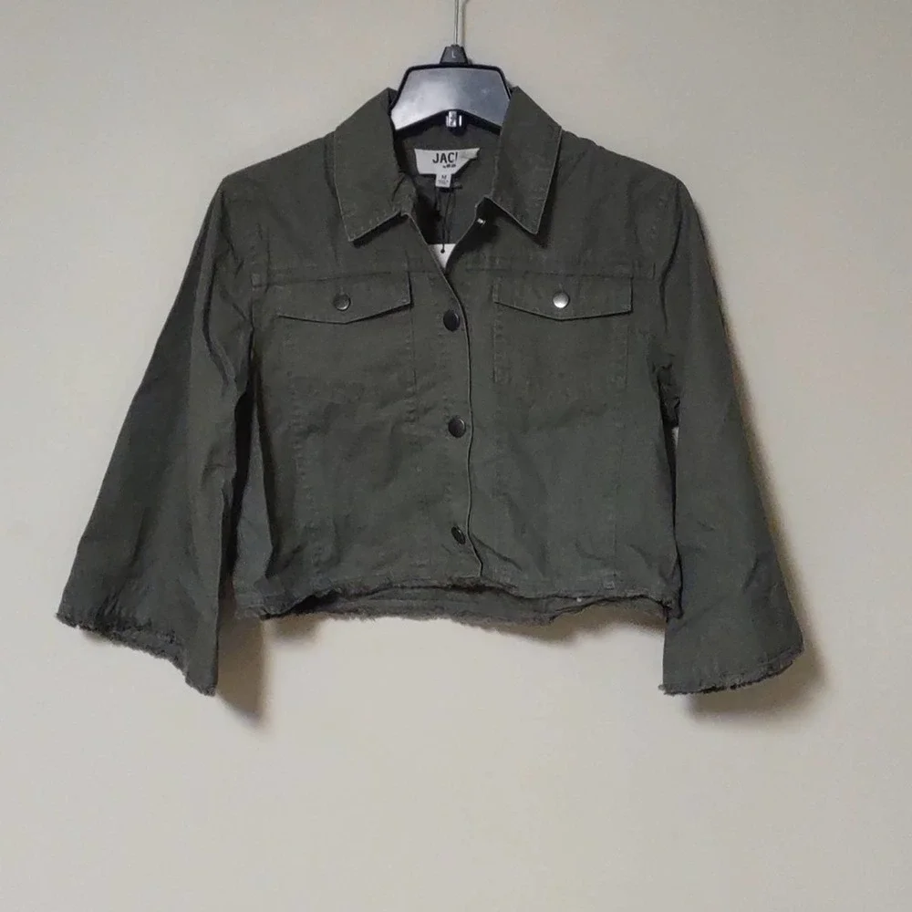 Jack by BB Dakota Ready For It Cotton Canvas Jacket Green Medium - Picture 4 of 10